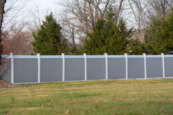 Gray Vinyl Fence Construction